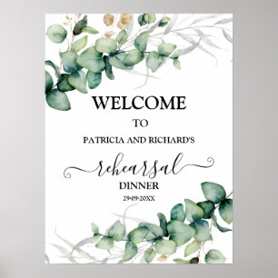 Greenery Wedding Rehearsal Dinner Welcome Sign