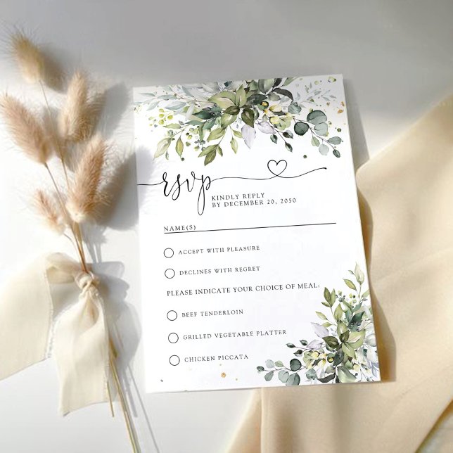 Greenery Wedding RSVP Card (Creator Uploaded)