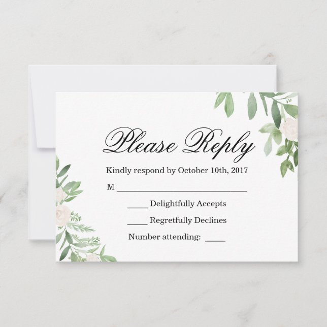 Greenery Wedding RSVP Card (Front)