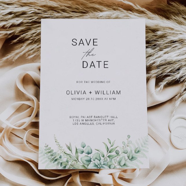 Greenery Wedding Save the Date Invitation (Greenery Wedding Save the Date Invitation)