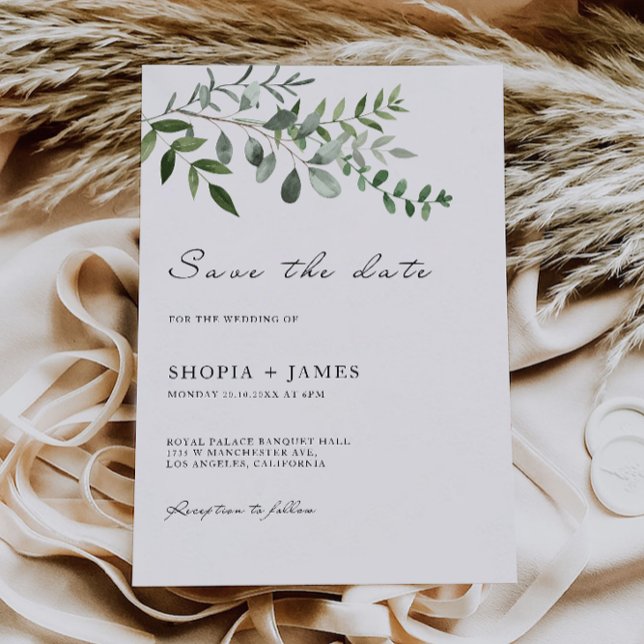 Greenery Wedding Save the Date Invitation (Greenery Wedding Save the Date Invitation)