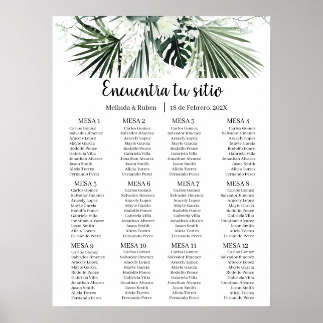 Greenery wedding seating chart (Front)