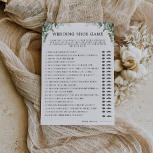 Greenery Wedding Shoe Game Template, Invitation