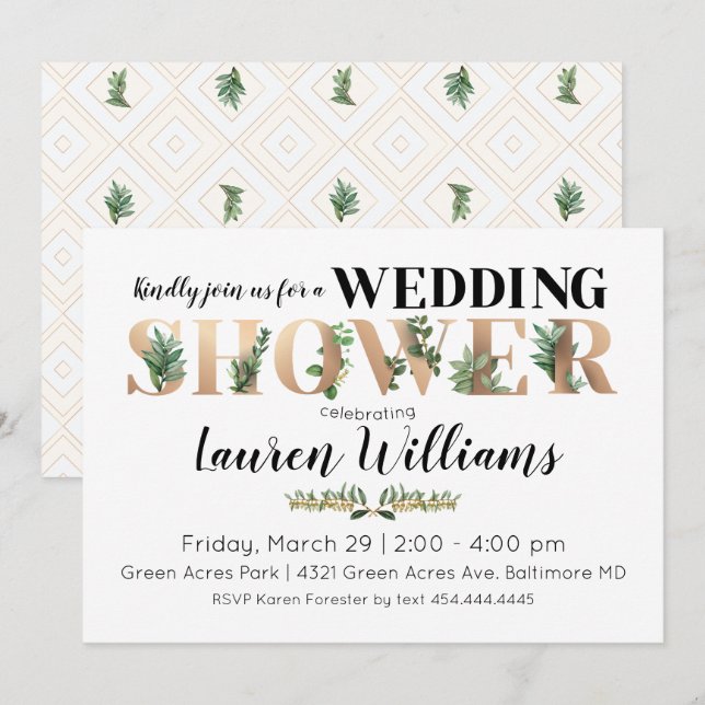 Greenery Wedding Shower Invitation (Front/Back)
