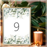 Greenery | Wedding Table Number<br><div class="desc">Stylish wedding table number. Featuring a pretty eucalyptus greenery border on a clean white background.</div>