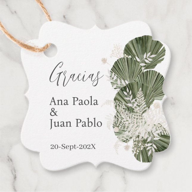 Greenery Wedding Tags for keepsakes (Front)