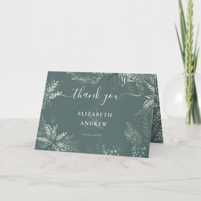 Greenery Wedding Thank You  Card (Front)