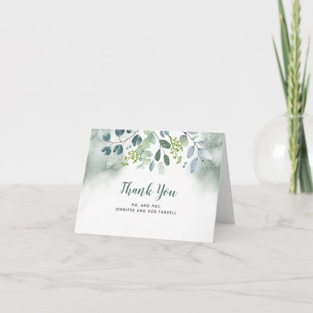 Greenery Wedding Thank You Card (Front)
