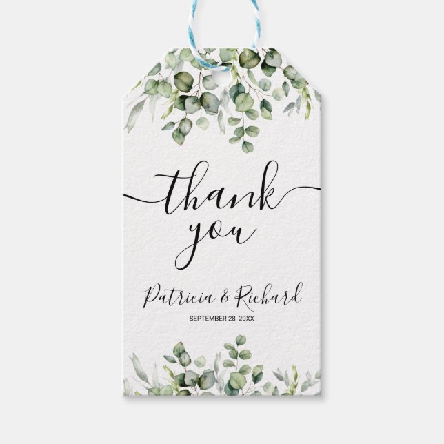 Greenery Wedding Thank You Gift Tags (Front)
