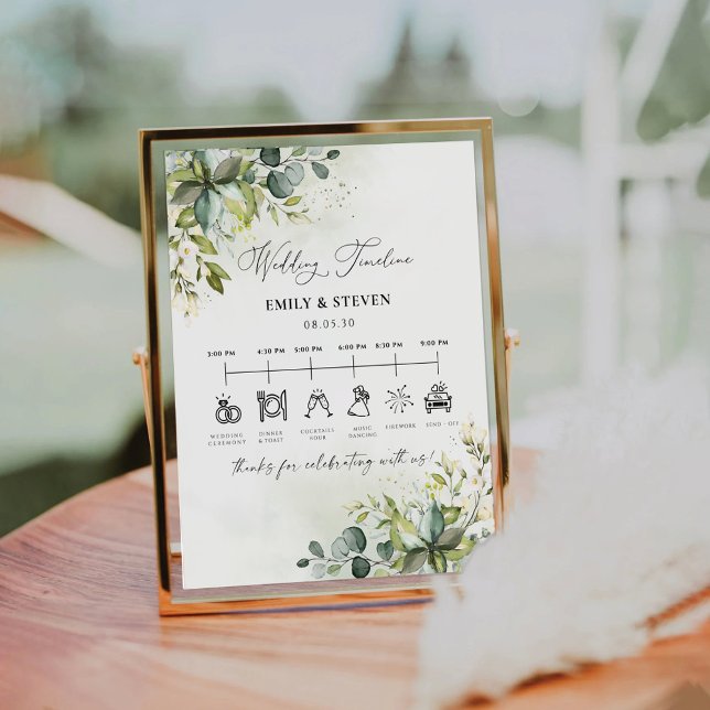 Greenery Wedding Timeline Sign (Creator Uploaded)