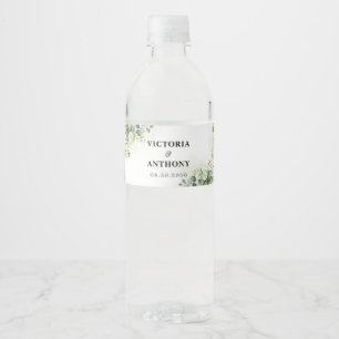 Greenery Wedding Water Bottle Labels