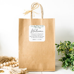 Greenery Wedding Welcome Bag Custom Sticker