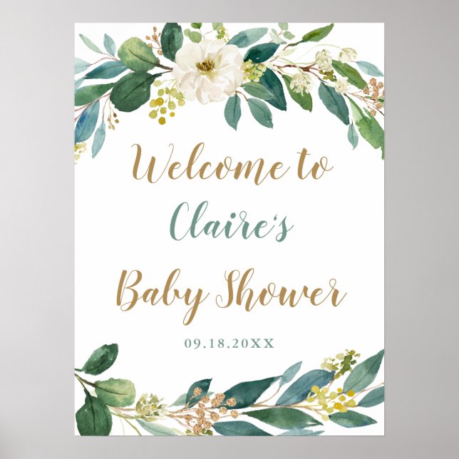 Greenery Welcome Sign Baby Shower (Front)