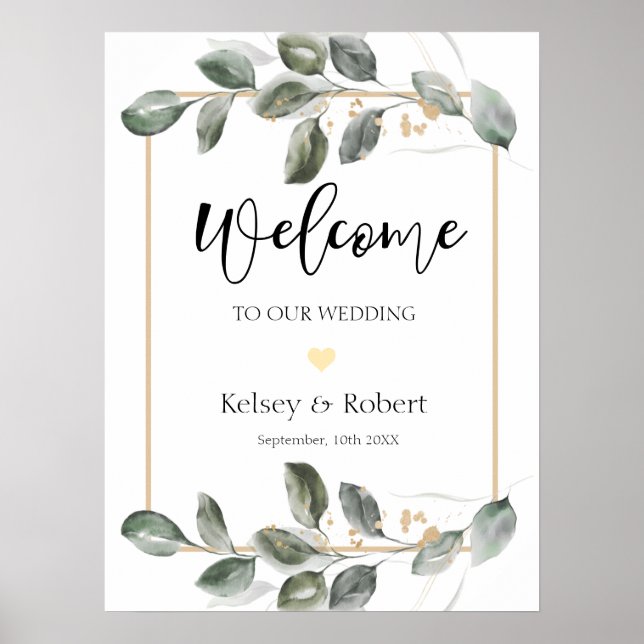 Greenery Welcome Wedding sign Poster (Front)