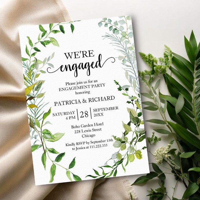 Greenery We're Engaged Engagement Party  Invitation (Creator Uploaded)