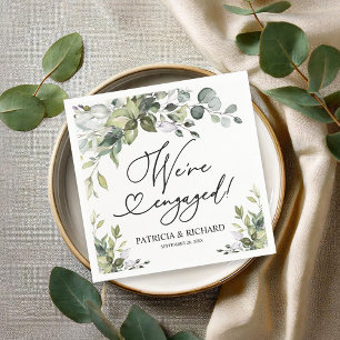 Greenery We're Engaged Engagement Party Napkin