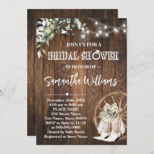 Greenery Western Bridal Shower Country Wedding Invitation