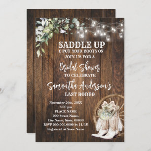 Greenery Western Cowgirl Saddle Up Bridal Shower Invitation