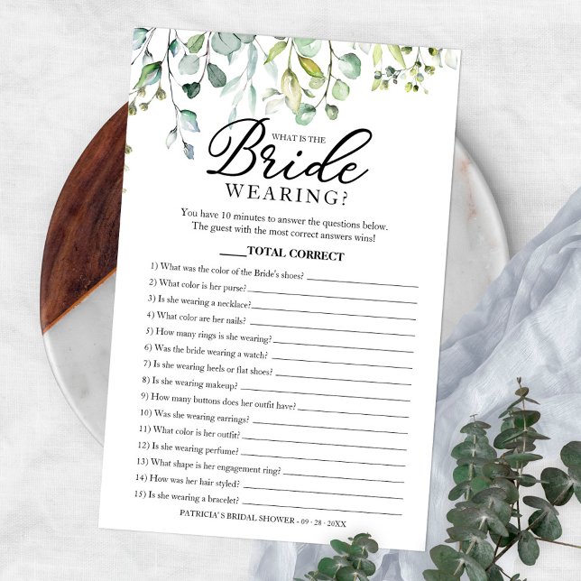 Greenery What Is The Bride Wearing Game Bridal Fly Flyer (Creator Uploaded)