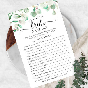 Greenery What Is The Bride Wearing Game Bridal Flyer