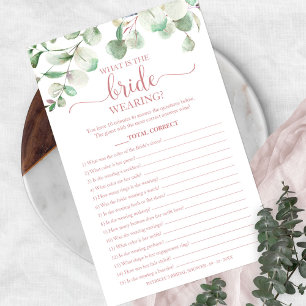 Greenery What Is The Bride Wearing Game Flyer