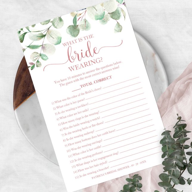 Greenery What Is The Bride Wearing Game  Flyer (Creator Uploaded)