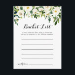 Greenery White Autumn Floral Bucket List Cards<br><div class="desc">These greenery white autumn floral bucket list cards are the perfect activity for a rustic wedding reception or bridal shower. The design features elegant watercolor white peonies with green foliage.

Bucket List sign is sold separately.</div>