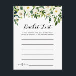 Greenery White Autumn Floral Bucket List Cards<br><div class="desc">These greenery white autumn floral bucket list cards are the perfect activity for a rustic wedding reception or bridal shower. The design features elegant watercolor white peonies with green foliage.

Bucket List sign is sold separately.</div>