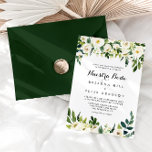 Greenery White Autumn Floral Nuestra Boda Wedding Invitation<br><div class="desc">This greenery white autumn flora nuestra boda wedding invitation is perfect for a rustic wedding. The design features elegant watercolor white peonies with green foliage.</div>
