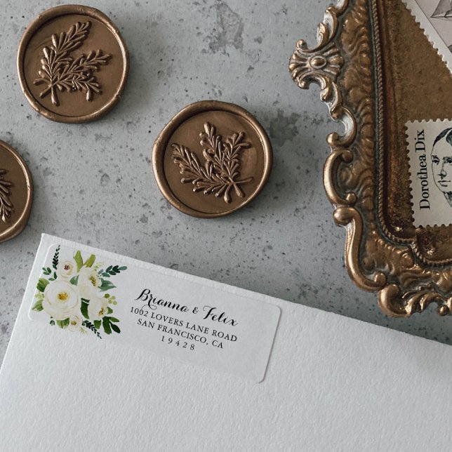 Greenery White Autumn Floral Return Address Label (Creator Uploaded)