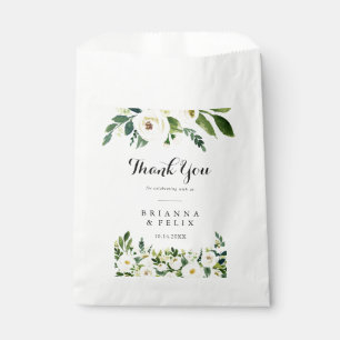 Greenery White Autumn Floral Thank You Wedding Favour Bags