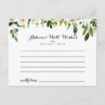 Greenery White Autumn Floral Wedding Advice Card<br><div class="desc">This greenery white autumn floral wedding advice card is perfect for a rustic wedding. The design features elegant watercolor white peonies with green foliage. These cards are perfect for a wedding, bridal shower, baby shower, graduation party & more. Personalise the cards with the names of the bride and groom, parents-to-be...</div>