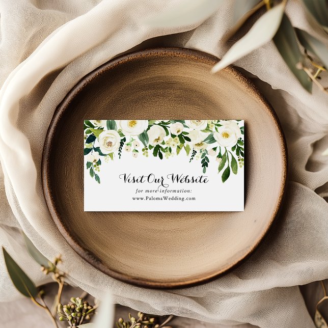 Greenery White Autumn Floral Wedding Website Enclosure Card (Creator Uploaded)