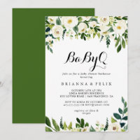Greenery White Floral BabyQ Baby Shower Barbecue