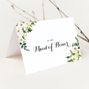 Greenery White Floral Bridal Party Thank You Card