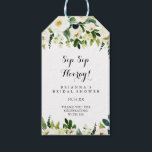 Greenery White Floral Sip Sip Hooray Bridal Shower Gift Tags<br><div class="desc">These greenery white floral sip sip hooray bridal shower gift tags are perfect for a rustic wedding shower. The design features elegant watercolor white peonies with green foliage.</div>