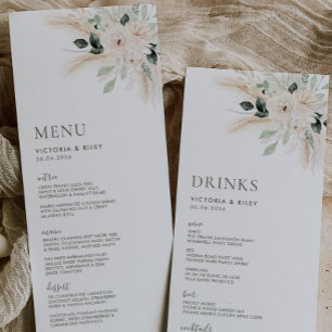 Greenery White Floral Wedding Menu VICTORIA