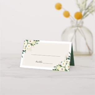 Greenery White Floral Wedding Place Card