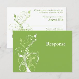 Greenery, White Floral Wedding RSVP Card
