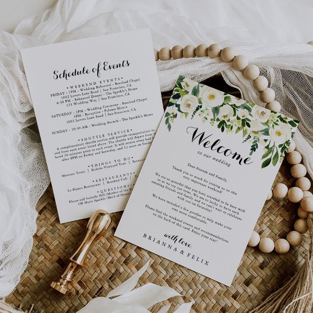 Greenery White Floral Wedding Welcome Letter (Creator Uploaded)