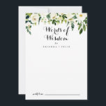 Greenery White Floral Wedding Words of Wisdom Advice Card<br><div class="desc">This greenery white floral wedding words of wisdom advice card is perfect for a rustic wedding. The design features elegant watercolor white peonies with green foliage. These cards are perfect for a wedding, bridal shower, baby shower, graduation party & more. Personalise the cards with the names of the bride and...</div>