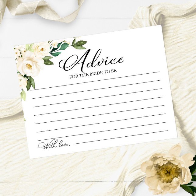 Greenery White Flowers Bridal Shower Advice Cards (Creator Uploaded)
