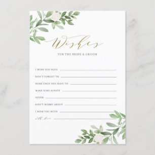 Greenery & White Flowers Wishes for Bride & Groom Enclosure Card