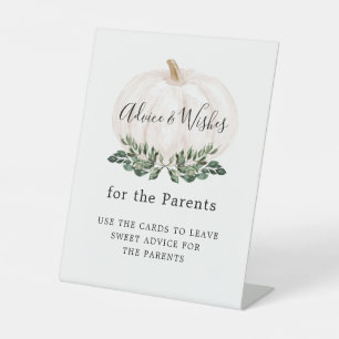 Greenery White Pumpkin Advice and Wishes Sign