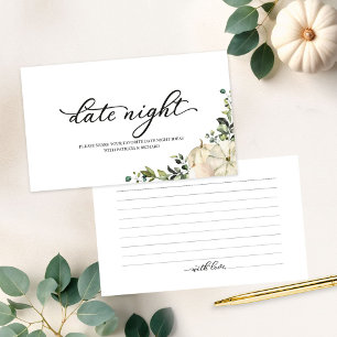 Greenery & White Pumpkin Fall Date Night Card