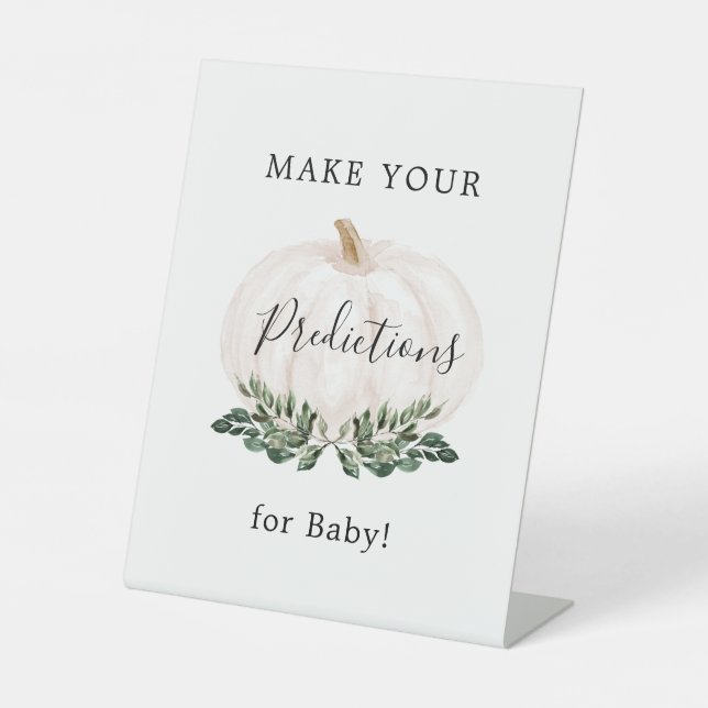Greenery White Pumpkin Make Your Prediction Sign (Front)