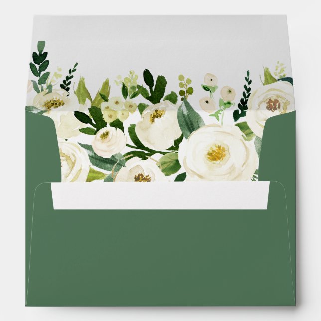 Greenery White Rose Floral 5x7 Envelope (Back (Bottom))