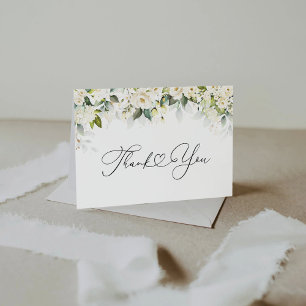 Greenery White Roses Baby Shower Thank You Card
