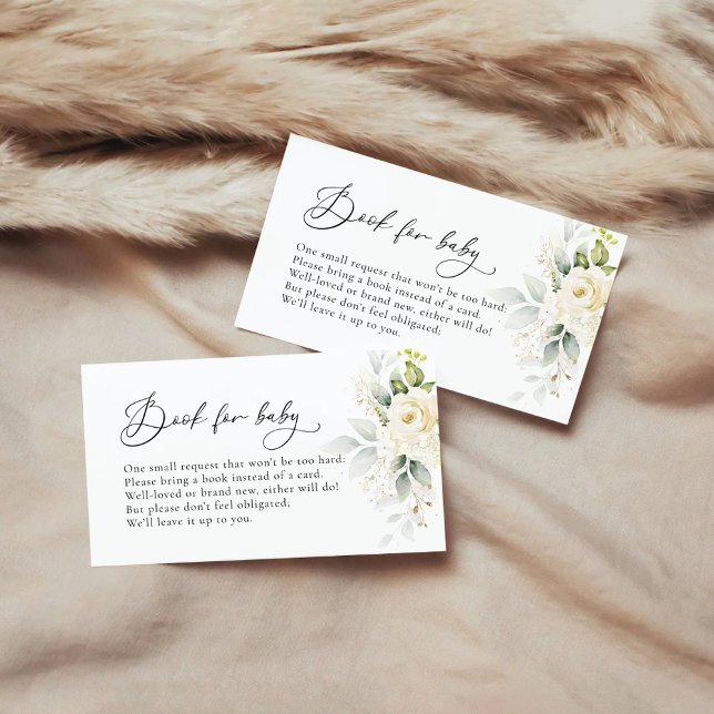 Greenery White Roses Books For Baby Enclosure Card (Creator Uploaded)