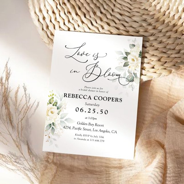 Greenery White Roses Bridal Shower Invitation (Creator Uploaded)